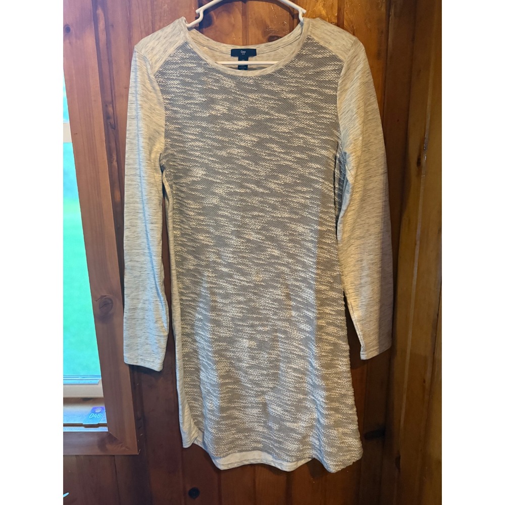 Gap Womens Gray White Knit Long Sleeve Casual Tunic Dress Size Small‎